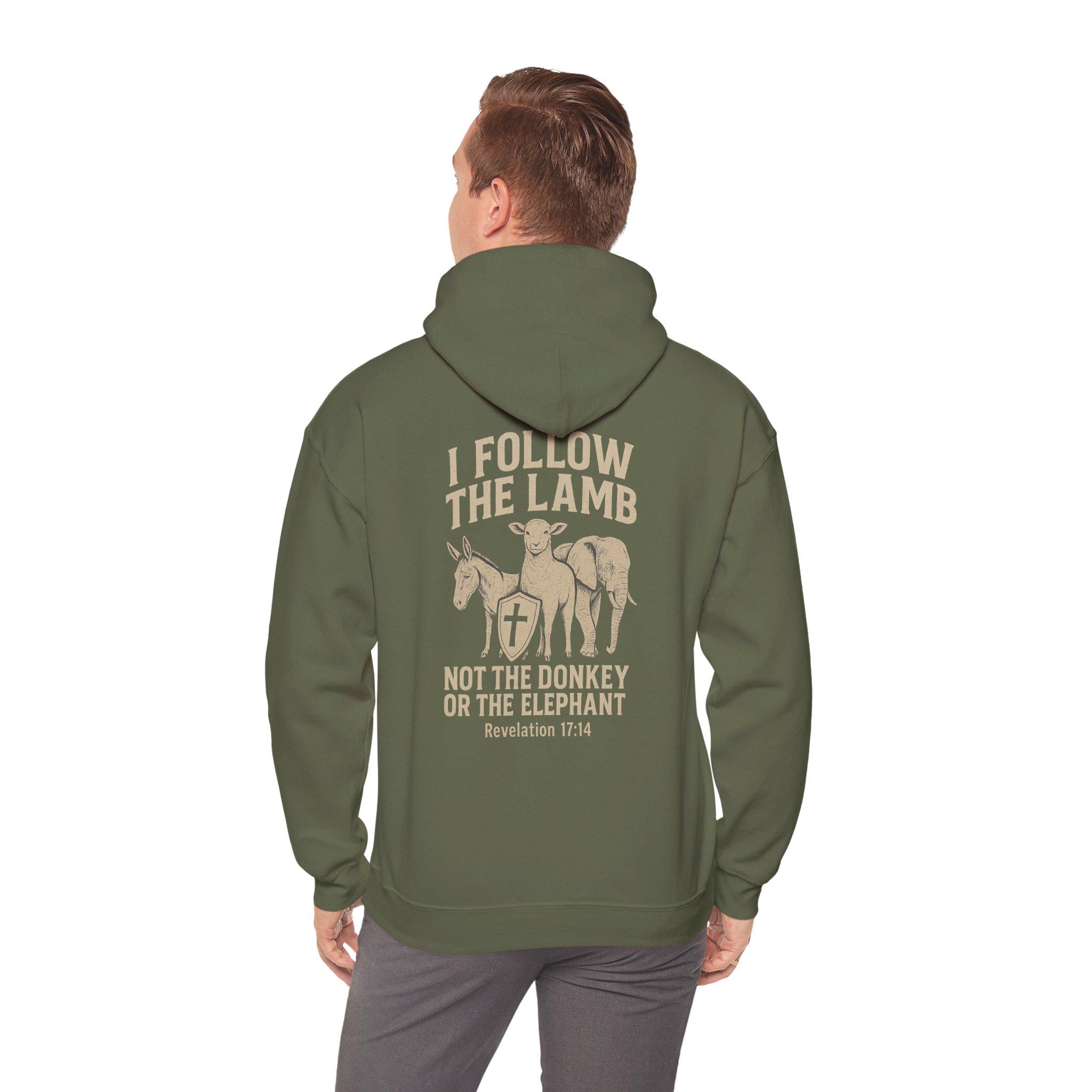 I Follow the Lamb Hoodie - Revelation 17:14 Christian Faith Sweatshirt, Jesus Over Politics Hoodie for Men and Women, Kingdom over Party