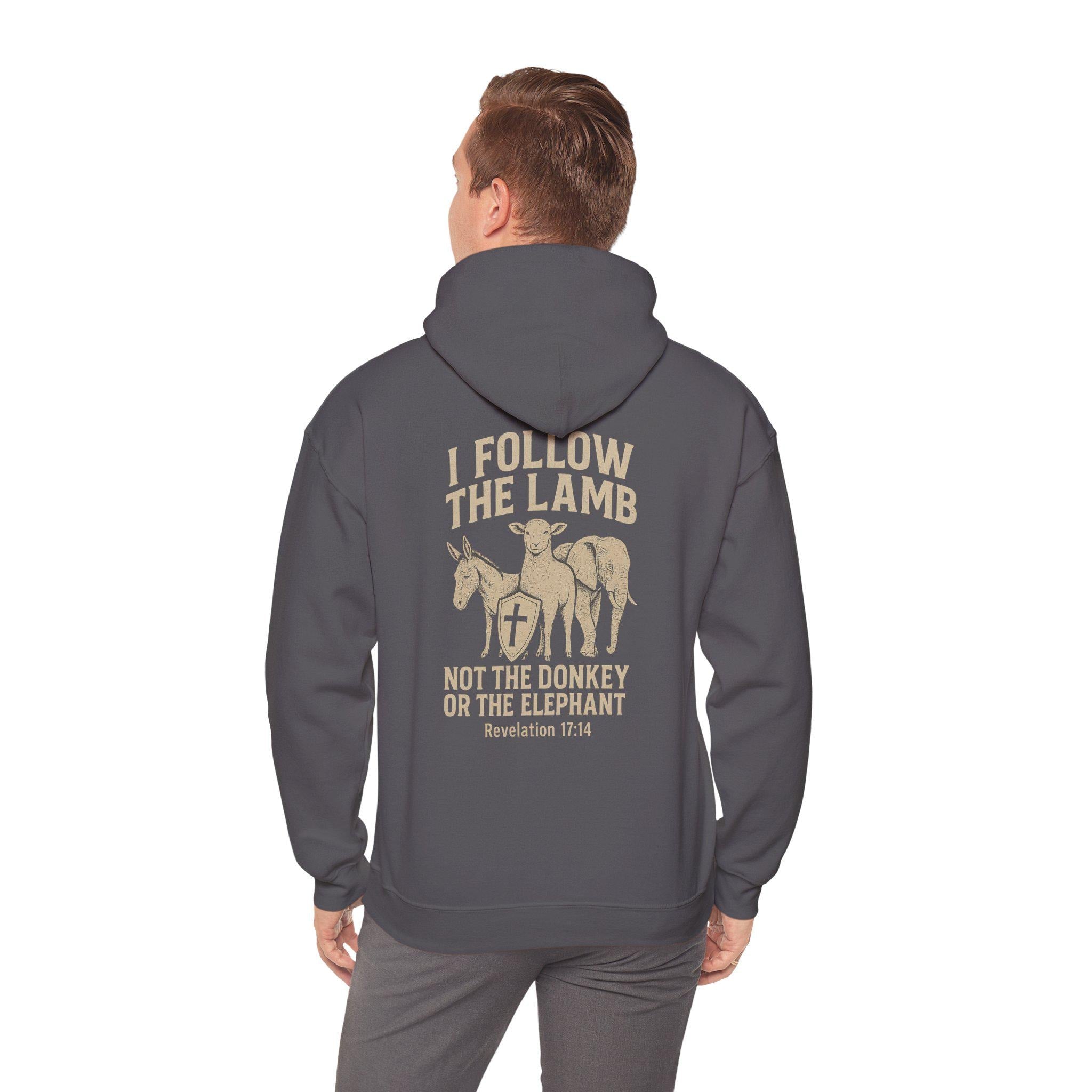 I Follow the Lamb Hoodie - Revelation 17:14 Christian Faith Sweatshirt, Jesus Over Politics Hoodie for Men and Women, Kingdom over Party